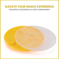 oliveware Majestic Snaks & Dry Fruit Candy Tray with Airtight Lid, BPA Free Plastic, 4 compartments (4x300 ml), Store & Serve - Yellow