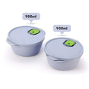 oliveware Micro Dynasty Food Storage Containers with Air Vent Lid, BPA Free, Microwave & Dishwasher Safe, Set of 2 Small - (900ml, Grey)