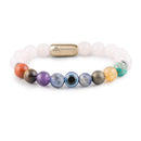 Solace Rose Quartz 9 Chakras Natural Stone Bracelet with Magsnap | Solace Rose Quartz 9 Chakra Natural Stone Bracelet | Healing Bracelet with Certified Natural Stones for Love & Balance