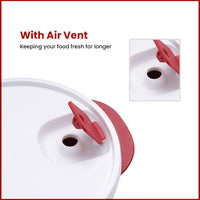 oliveware Micro Dynasty Containers with Air Vent Lid, Microwave & Dishwasher Safe, BPA Free, Store and Serve, 2 Containers (900ml) Each - Maroon