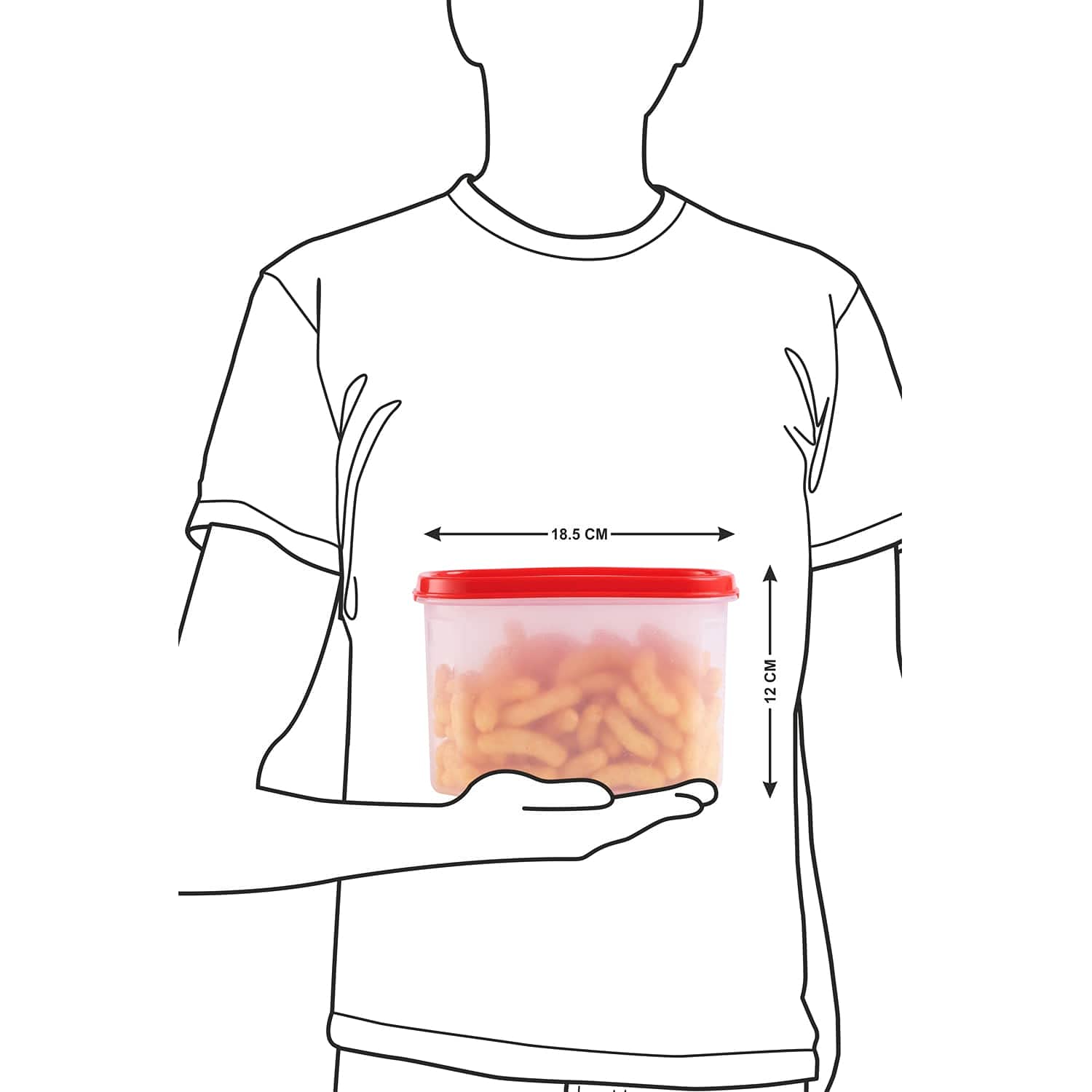 Oliveware Modular Storage Containers, BPA Free, For Pulses, Rice, Dal, Atta & Flour, Set of 4 (2x1800ml, 2x180ml) - Red