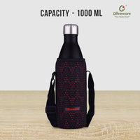 Oliveware Camo Vaccum Bottle with Sleeve, Stainless Steel (1000ml), Hot and Cold, Insulated Bottle, Fit for Indoor & Outdoors - Blue