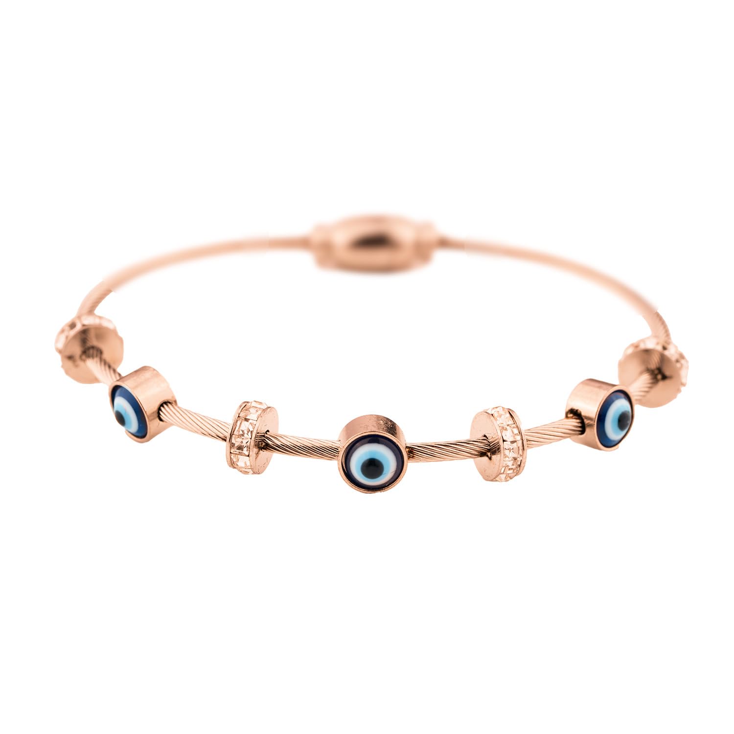 Rose Gold Evil Eye Diamond Magnetic Bracelet |Stainless Steel , Hypo-allergenic, Waterproof Bracelet