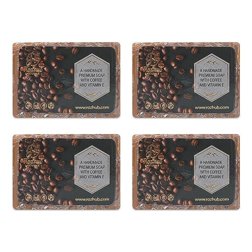 Rozhub Naturals Coffee Handmade Soaps - Energizing and Exfoliating - 100 Gm (Pack of 4)