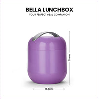 oliveware Bella Lunch Box - 3 Containers | Insulated Container | Carry Handle | Leak Proof | Complete Meal Hot Case - Violet, Plastic, 300 milliliter