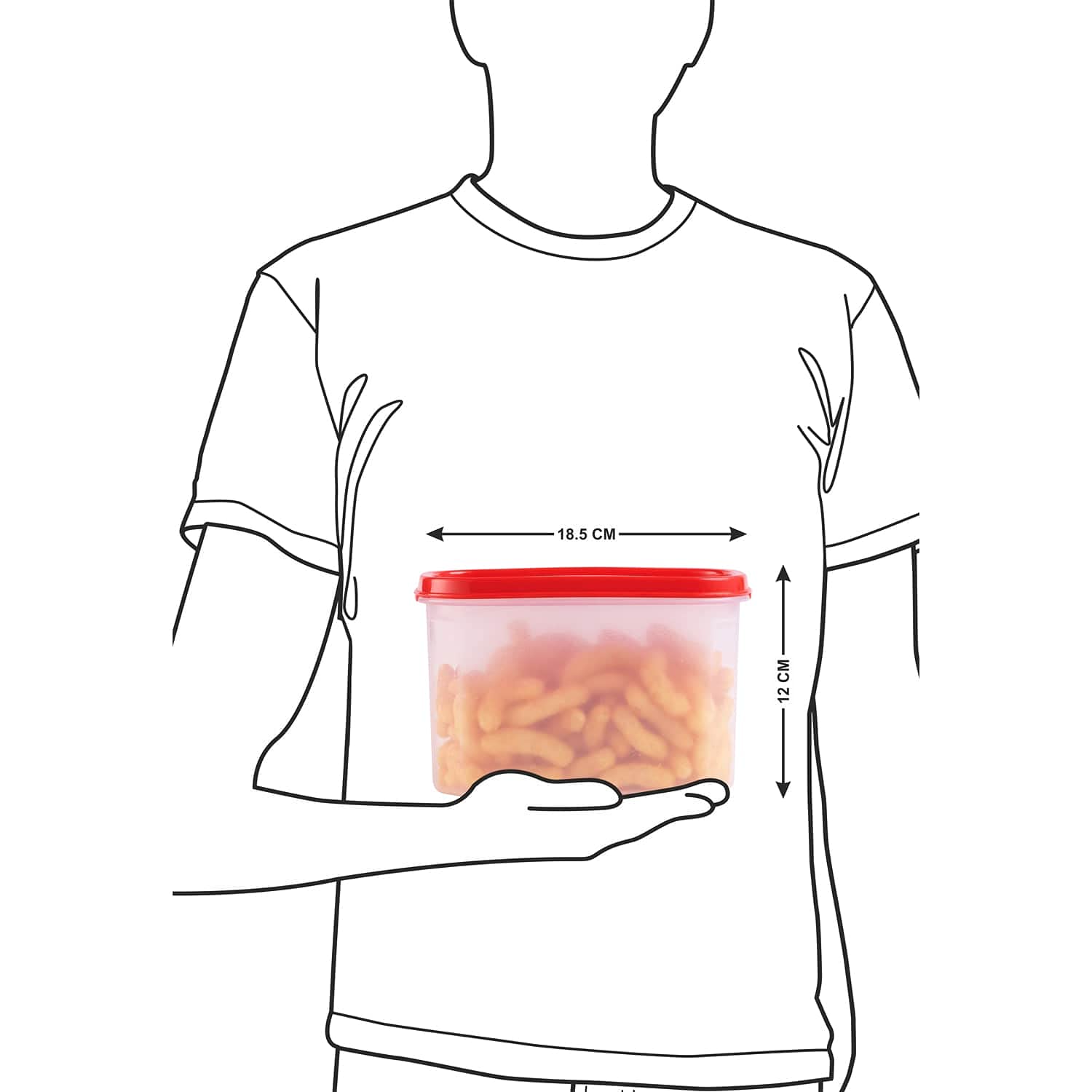 SOPL-OLIVEWARE Modular Storage Containers, BPA Free, For Pulses, Dal, Atta & Flour, Set of 9 (2x1800ml, 2x1200ml, 2x600ml, 3x180ml) - Red, Plastic