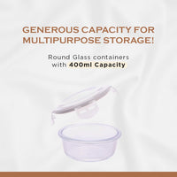 Oliveware Food Storage Container | Round Container | 400 ml| Air-Tight Fridge Organizer Case | BPA-Free Locking Lids | Microwave & Freezer Safe | Leak Proof Food Storage Meal Prep Containers