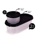 Oliveware Modular Storage Containers with Airtight Lid, BPA Free, For Pulses, Rice, Dal & Atta, Set of 4 (2x600ml, 2x180ml) - Black