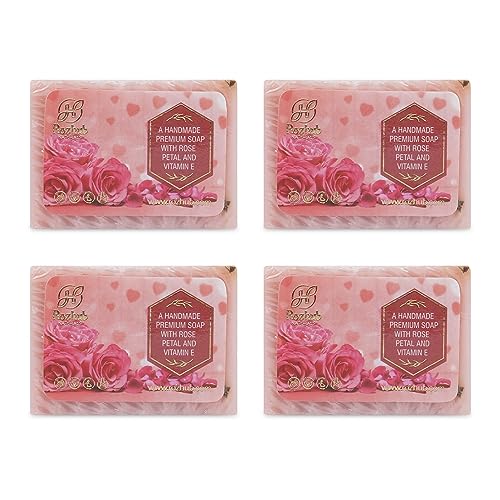 Rozhub Naturals Rose Handmade Natural Soap - Soothing and Relaxing Soap for Sensitive Skin, 100 Gm (Pack Of 4)