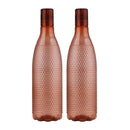oliveware Premium PET Water Bottle | Honeycomb Design With Better Grip | BPA Free & 100% Leak Proof | 1 Litre Bottle - Pack of 2 (Brown)