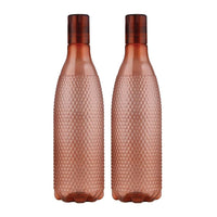oliveware Premium PET Water Bottle | Honeycomb Design With Better Grip | BPA Free & 100% Leak Proof | 1 Litre Bottle - Pack of 2 (Brown)