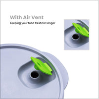 oliveware Micro Dynasty Food Storage Containers with Air Vent Lid, BPA Free, Microwave & Dishwasher Safe, Set of 2 Big - (2000ml, Grey)