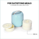 oliveware Plastic Bella Lunch Box - 3 Containers | Insulated Container | Carry Handle | Leak Proof | Complete Meal Hot Case - Blue, 300 milliliter