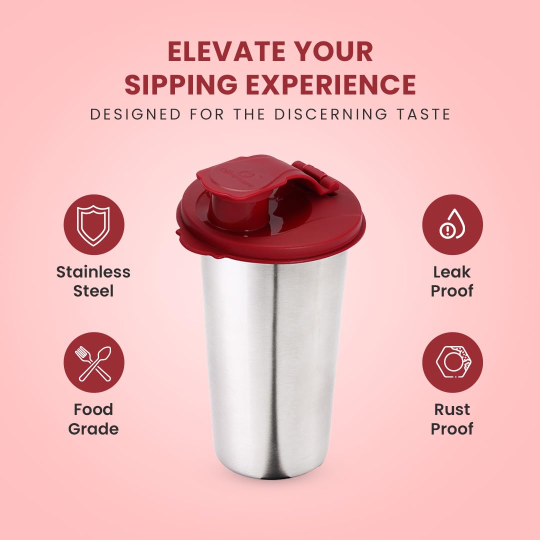 SOPL-OLIVEWARE Fancy Stainless Steel Tumbler with Lid (Mahroon)