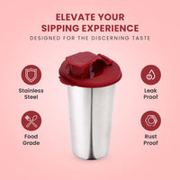 SOPL-OLIVEWARE Fancy Stainless Steel Tumbler with Lid (Mahroon)