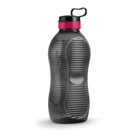Oliveware King 2 Litre Water Bottle | For Home, Office & Gym | 2000 ML Jumbo Size | Sturdy with Holder | BPA Free Premium Bottle | Best Big 2L Bottle - Black Pink