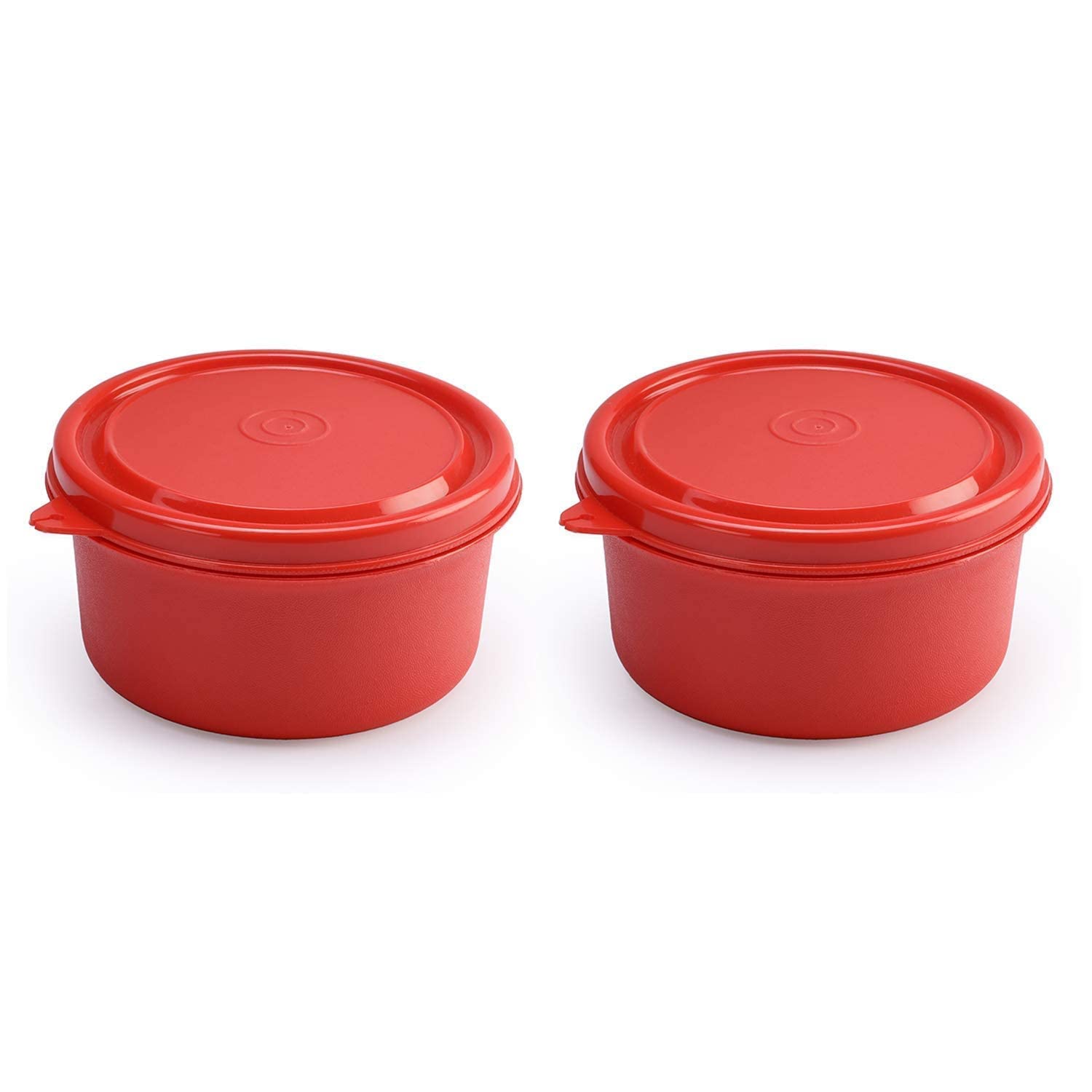 oliveware Benny Microwave Containers with BPA Free Airtight Lid, Stainless Steel Container, Leak Proof, Home & Office Use, Set of 2 (600ml) - Red