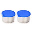 oliveware Magic Storage Containers, 100% Leak Proof and Spill Proof, 2 Stainless Steel Containers with BPA Free Airtight Lid (600ml Each) - Blue