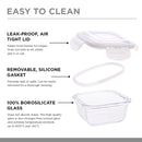 SOPL-OLIVEWARE Executive Glassware Lunchbox, Borosilicate Glass, Microwave & Freezer Safe, Set of 3 with BPA Free Lid (320ml) Each - Black