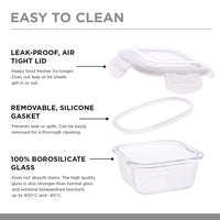 SOPL-OLIVEWARE Executive Glassware Lunchbox, Borosilicate Glass, Microwave & Freezer Safe, Set of 3 with BPA Free Lid (320ml) Each - Black