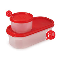 oliveware Modular Storage Containers, BPA Free, For Pulses, Rice, Dal, Atta, Flour, Set of 8 (6x600ml + 2x180ml) - Yellow