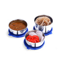 SOPL-OLIVEWARE Retro Premium Lunch Box | Stainless Steel | 3 containers | with Stylish Carry Bag | for Office, School | - (LB88CW) (Blue)