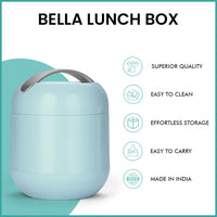 oliveware Plastic Bella Lunch Box - 3 Containers | Insulated Container | Carry Handle | Leak Proof | Complete Meal Hot Case - Blue, 300 milliliter
