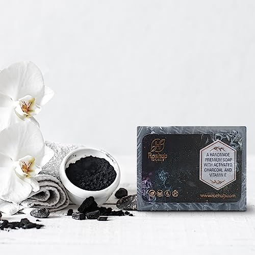 Rozhub Naturals Activated Charcoal Handmade Soaps, 100 Gm (Pack Of 4)