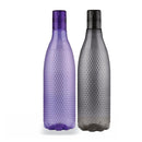 oliveware Honeycomb Design Premium PET Water Bottle With Better Grip, BPA Free & 100% Leak Proof, 1 Litre Bottle, For Home & Office Use, Pack of 2 - Purple & Grey