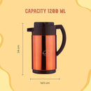 Oliveware Hazel Copper Flask Kettle | 1200 Ml | Functional Lid | Hassle Free Pouring | for Hot & Cold Beverages