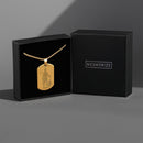Gold Hanuman Chalisa MicroCarved Tag Necklace | Mesmerize Hanuman Chalisa Micro-carved Tag Stainless Steel Necklace for Men | Locket and Pendant Necklace for Men and Guys