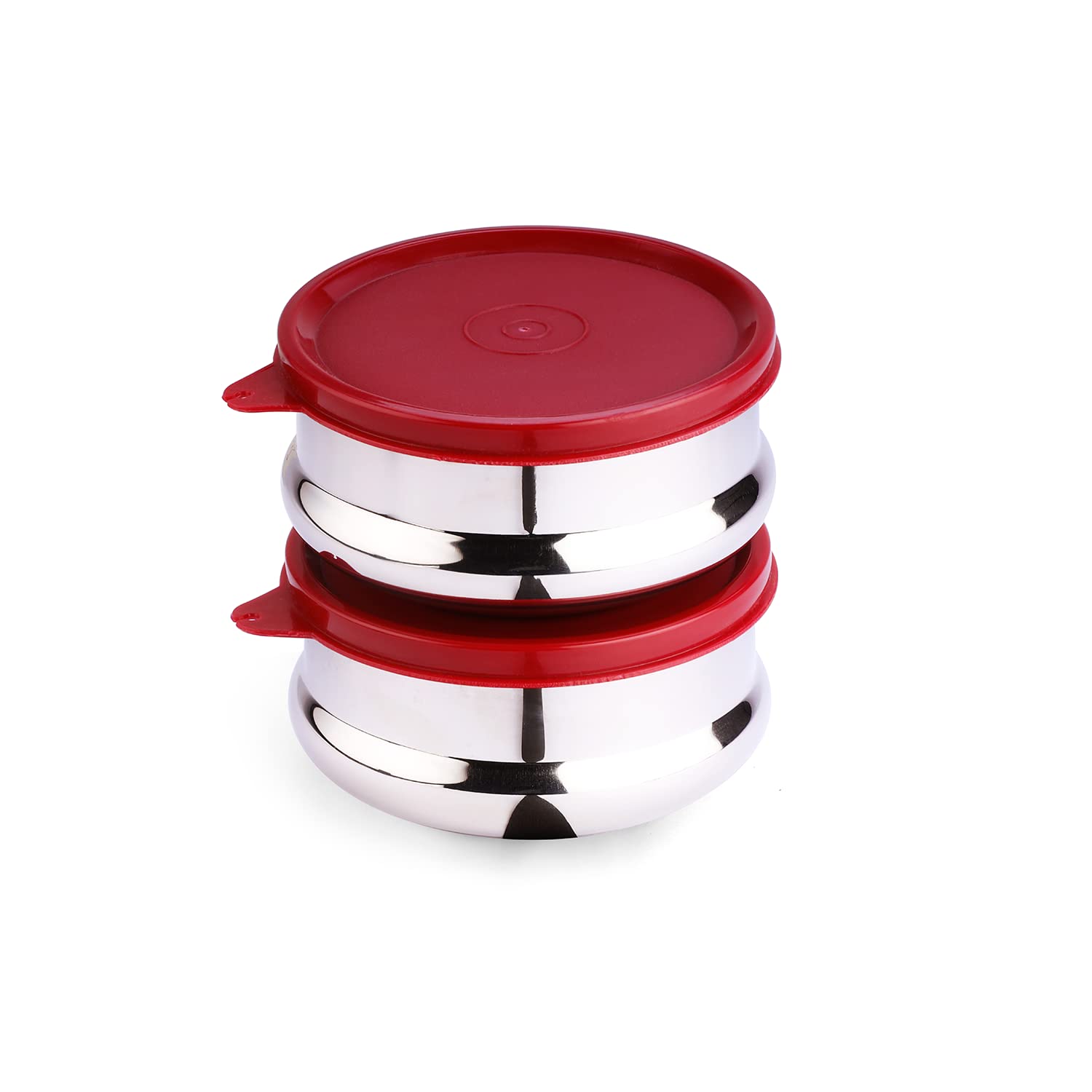 oliveware SOPL (logo) with Device Wonder Stainless Steel Containers, Leak Proof & Spill Proof, Dishwasher Safe, Set of 2 (450ml) Each - Red