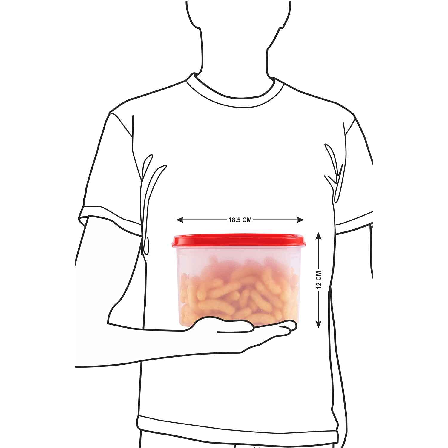 SOPL-OLIVEWARE Modular Storage Containers with Airtight Lid, BPA Free, For Pulses, Rice, Dal & Atta, Set of 12 (3x1800ml, 3x1200ml, 3x600ml & 3x180ml) - Red, Plastic