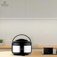 oliveware SOPL (Logo) with Device Glory Sturdy Base High Grade Classic Insulated Casserole with Insulated Lid, Stainless Steel, Easy to Carry Handle (Silver, Brown, 1200 ml)