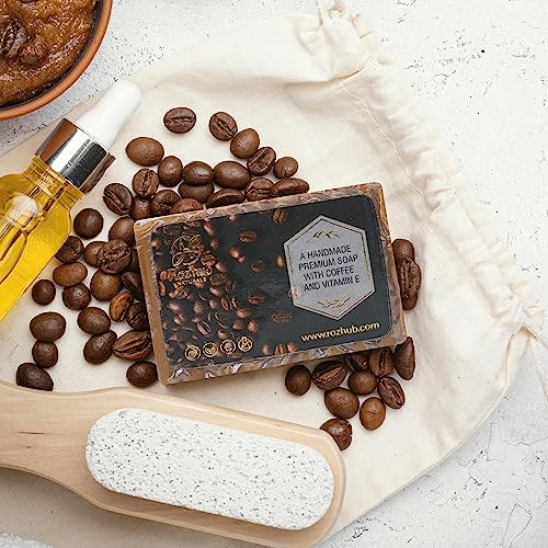 Rozhub Naturals Coffee Handmade Soaps - Energizing and Exfoliating - 100 Gm (Pack of 4)