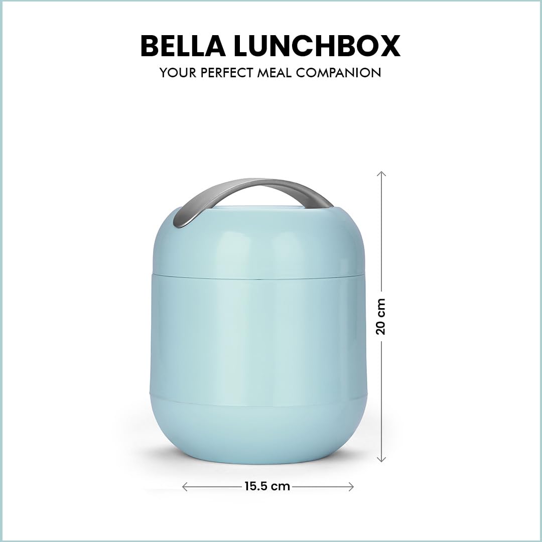 oliveware Plastic Bella Lunch Box - 3 Containers | Insulated Container | Carry Handle | Leak Proof | Complete Meal Hot Case - Blue, 300 milliliter