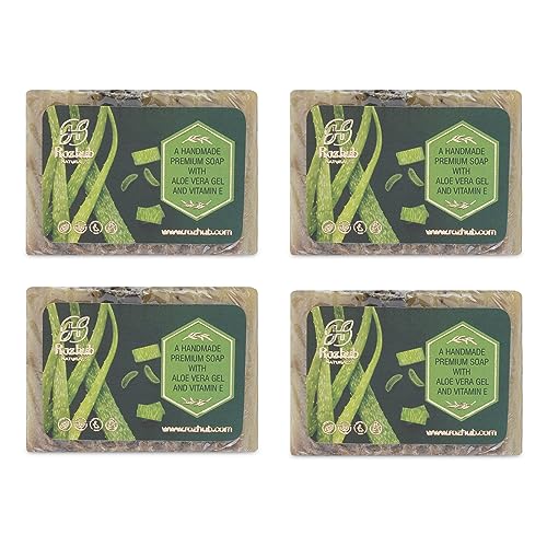 Rozhub Naturals Aloe Vera & Basil Handmade Soaps, 100 Gm (Pack Of 4)
