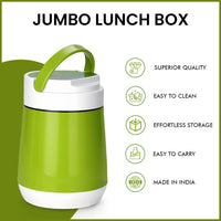 Oliveware Jumbo Lunch Box - 4 Containers | Full Set Office Use | Insulated Body | Leak Proof | Full Meal & Easy to Carry - Green, Plastic, 300 ml