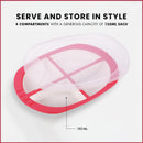 Oliveware Pearl Square Tray with Airtight Lid for Serving Dry Fruits, BPA Free, Storage & Serving Snacks, Dry Fruits, Biscuits, Candy, 4 Compartments (4x150 ml) - Red