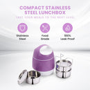 oliveware SOPL (Logo) with Device Marvel Lunch Box with Insulated Box, 3 Stainless Steel Containers 300ml Each, Leak Proof & Sturdy - Voilet