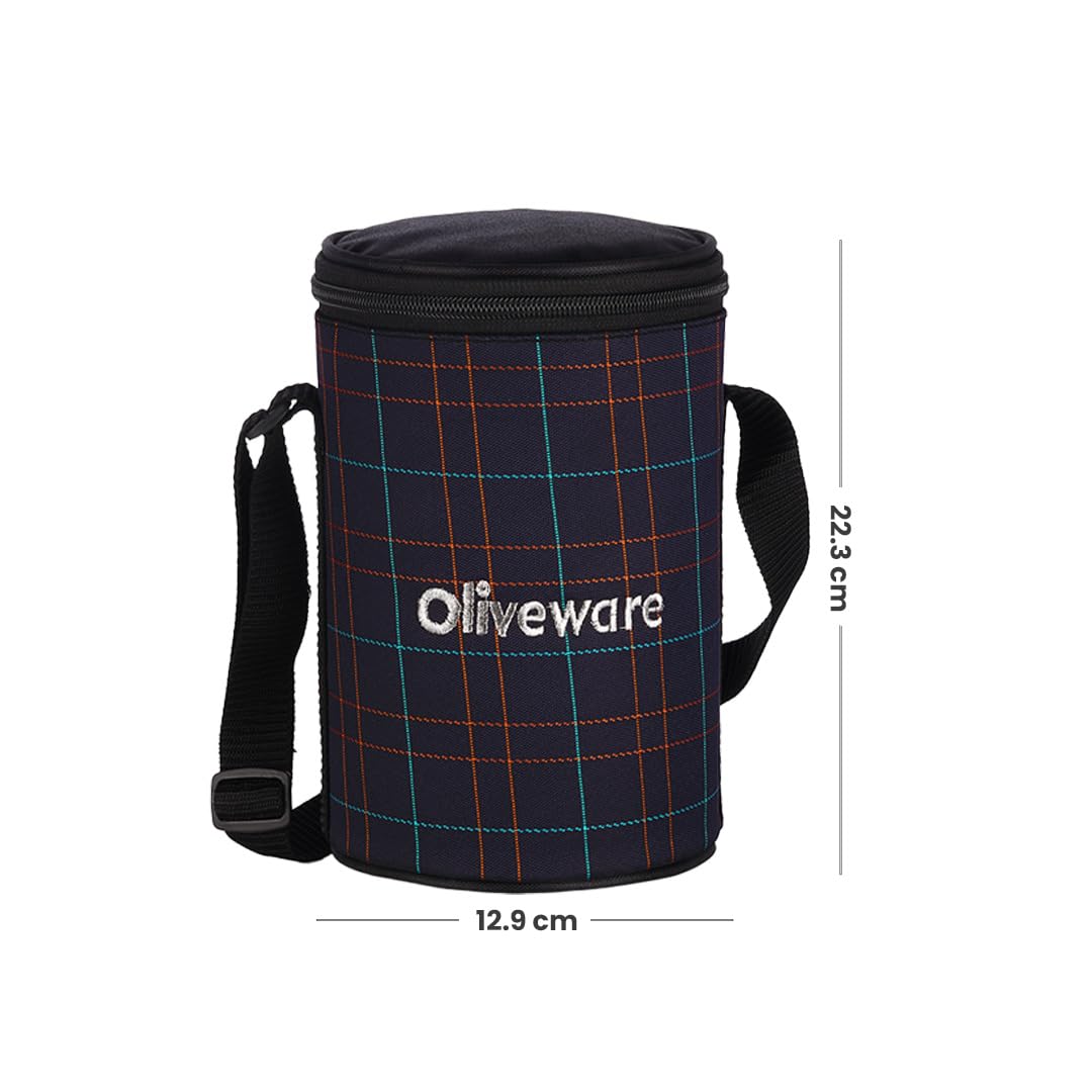 SOPL-OLIVEWARE Mega Lunch Box, 100% Leak Proof, 4 Stainless Steel Containers with BPA Free Airtight Lids (300ml, 450ml, 2x600ml) - Blue