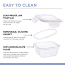 SOPL-OLIVEWARE Executive Glassware Lunchbox, Borosilicate Glass, Microwave & Freezer Safe, Set of 3 with BPA Free Lid (320ml) Each - Blue