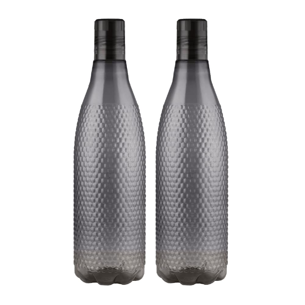 Oliveware Honeycomb Design Premium PET Water Bottle with Better Grip, BPA Free & 100% Leak Proof, 1 Litre Bottle, for Home & Office Use, Pack of 6 - Purple