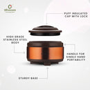 oliveware SOPL (Logo) with Device Glory Sturdy Base High Grade Classic Insulated Casserole with Insulated Lid, Stainless Steel, Easy to Carry Handle (Copper, Brown, 2000 ml)