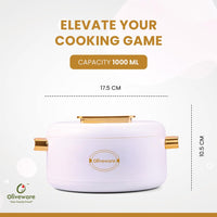 SOPL-OLIVEWARE Fresco Insulated Casserole, Inside Stainless Steel Keep Food Warm, BPA Free, Set of 1 (1000 ml Capacity) - White