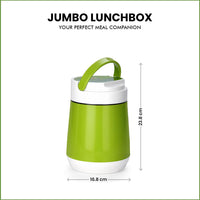 Oliveware Jumbo Lunch Box - 4 Containers | Full Set Office Use | Insulated Body | Leak Proof | Full Meal & Easy to Carry - Green, Plastic, 300 ml