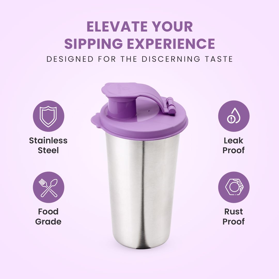 SOPL-OLIVEWARE Fancy Stainless Steel Tumbler with Lid (Violet)