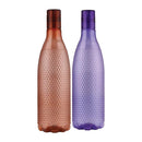 oliveware Honeycomb Design Premium PET Water Bottle With Better Grip, BPA Free & 100% Leak Proof, 1 Litre Bottle, For Home & Office Use, Pack of 2 - Brown & Purple