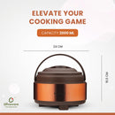 Oliveware Glory Puff Insulated Casseroles, Stainless Steel, Sturdy Base, Keeps Chapati, Food Curry, Easy to Carry, Set of 2-2000ml (Copper)