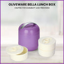 oliveware Bella Lunch Box - 3 Containers | Insulated Container | Carry Handle | Leak Proof | Complete Meal Hot Case - Violet, Plastic, 300 milliliter